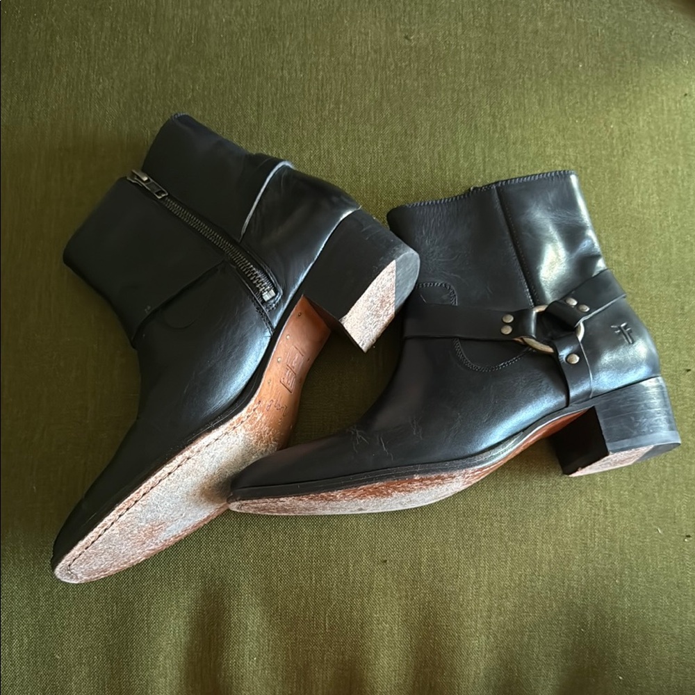 Black Leather Ankle Boots